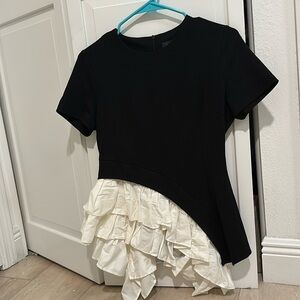 Gracia Asymmetrical Black and White Top